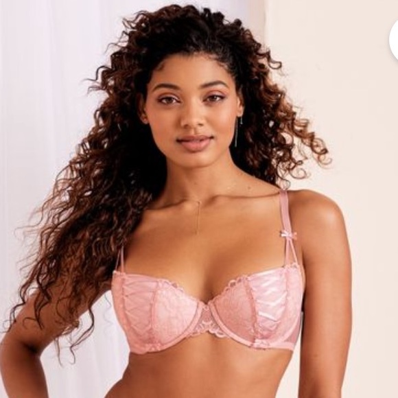 Adore Me pink lace up balconette Size 32B - Picture 2 of 4
